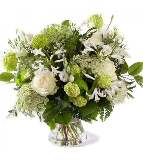 Valentijnsboeket witte bloemen